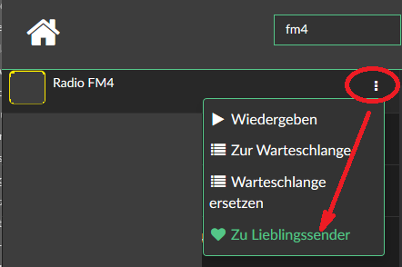 volumio zu lieblingssender