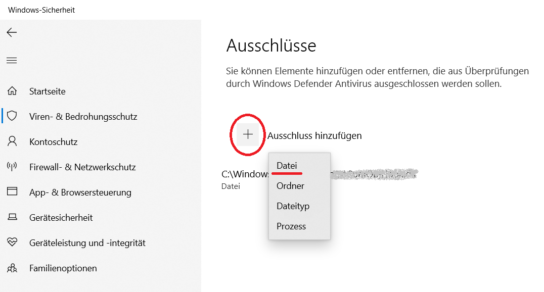 windows defender ausschluss dateien